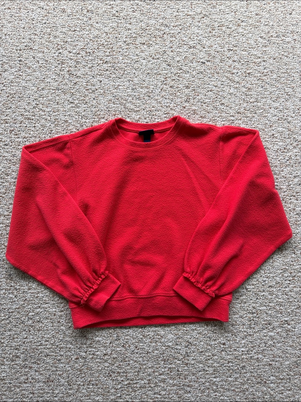 Women's Red Crewneck Textured Pullover Sweater